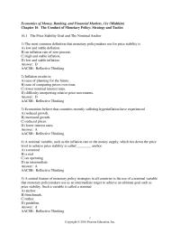 Finance Chapter 16 1 The most common definition that monetary policymakers
