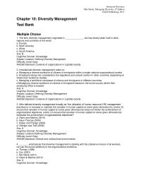 Human Resources Chapter 10 1 Affirmative positive Action Diversity Management difficulty Level Medium Standard