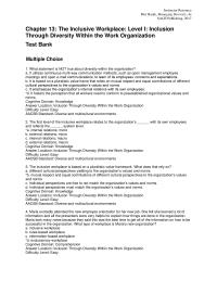Human Resources Chapter 13 1 The First Level The Inclusive Workplace Relates