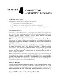 Marketing Chapter 4 Homework Conducting Marketing Research Learning Objectives This
