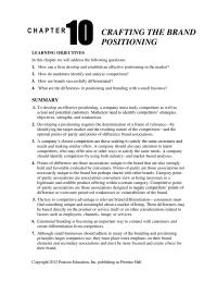 Marketing Chapter 10 Homework The Brand Must Demonstrate Clear Superiority Attribute