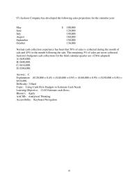 Accounting Chapter 13 4 Jackson Company has developed the following sales projections