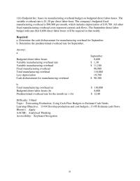 Accounting Chapter 13 5 Determine the predetermined overhead rate for September