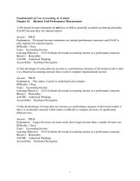 Accounting Chapter 14 1 B explanation Asset Turnover Sales divisional Assets difficulty Easy topic Return