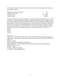 Accounting Chapter 15 2 Solar Light Division what The Lowest Acceptable Transfer