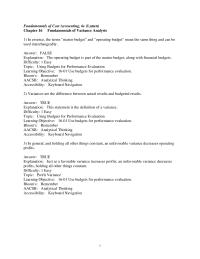 Accounting Chapter 16 1 D explanation The Simplest Measure Performance The Variance