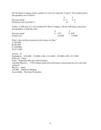 Accounting Chapter 17 4 What is the total direct material yield variance for May