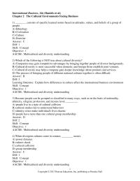 International Business Chapter 2 1 B diff skill Concept objective&nbsp; Multicultural And Diversity