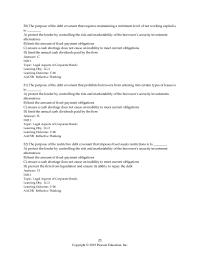 Finance Chapter 6 2 The purpose of the debt covenant that requires maintaining