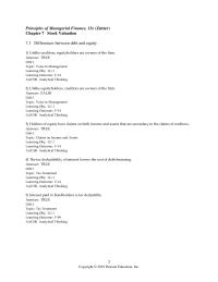 Finance Chapter 7 1 Unlike creditors, equity holders are owners of the firm