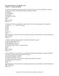 International Business Chapter 13 1 Adiff 2skill Conceptobjective 527 Designing Export Plan