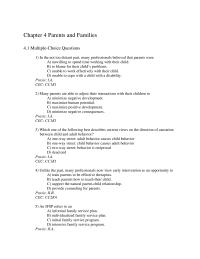 Chapter 4 Chapter 4 Parents And Families Parents And Families 41 Multiple choice Questions