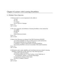 Chapter 6 Chapter 6 Learners With Learning Disabilities Praxis The Part