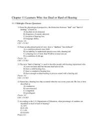 Chapter 11 Chapter 11 Learners Who Are Deaf Or Hard Of Hearing Praxis Children With