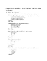 Chapter 14 Chapter 14 Learners With Physical Disabilities And Other Health Impairments Situation Which