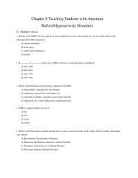 Chapter 8 Chapter 8 Teaching Students With Attention Deficit Adhd 27 The Two Critical Features For