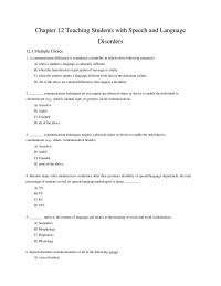 Chapter 12 Chapter 12 Teaching Students With Speech And Language Disorders True False When Communication Impaired Absent Qualitatively