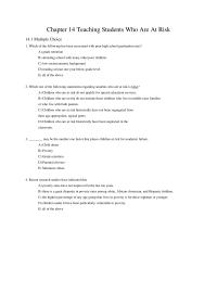 Chapter 14 Chapter 14 Teaching Students Who Are At Risk Elders 2002 Remarked That Most Children Who