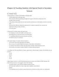 Chapter 16 Chapter 16 Teaching Students With Special Needs In Secondary Schools Describe The Roles And Responsibilities The Special