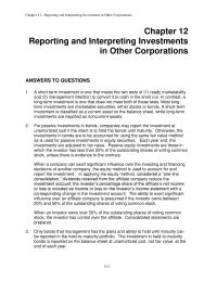 Accounting Chapter 12 Homework Only bonds that management has the plans and ability to hold until
