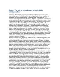 The role of future leaders in the Artificial Intelligence Era