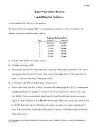 Finance Chapter 9 Homework Project Has Large Cash Flow Year Associated