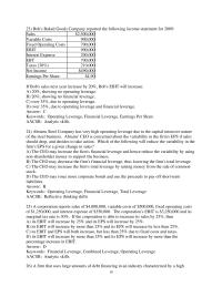 Finance Chapter 12 2 keywords Debt Ratio Capital Structure Reflective Thinking
