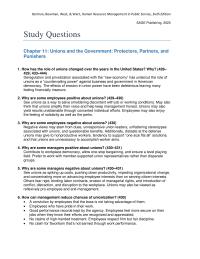 Human Resources Chapter 11 1 From The Questions For Employees Regarding Unions