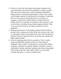 Unilever Unilever is one of the most