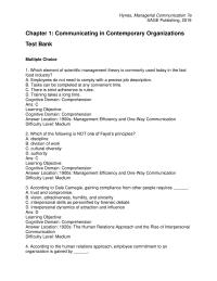 Business Communication Chapter 01 1&nbsp;Which element of scientific management theory is commonly&nbsp;
