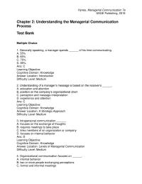 Business Communication Chapter 02 1 Understanding of a manager’s message is based on the receiver’s