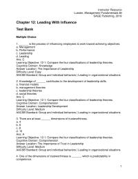 Management Chapter 12 1 Leading Organizational Situations Instructor Resource Lussier Management