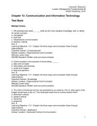 Management Chapter 13 1 Cognitive Domain Comprehension Answer Location Oral Communication