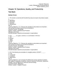 Management Chapter 15 1 Cognitive Domain Analysis Answer Location Facility Layout