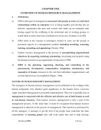 Overview Of Human Resource Management