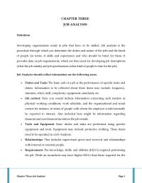 Chapter Three Job Analysis