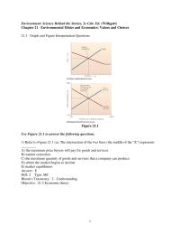 Chapter 21 1 Briefly explain how Earth’s ecological systems support world economies
