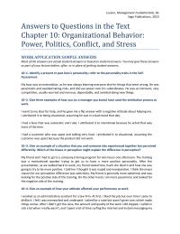 Management Chapter 10 Homework Personality Can Change You Find Yourself The