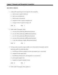 Chapter 7 The Frank Failing Company has an average variable cost