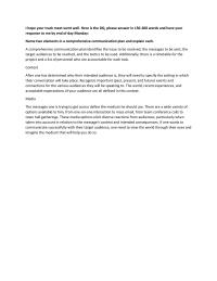 Comprehensive communication plan