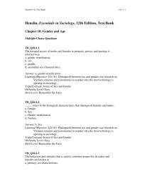 Psychology Chapter 10 1 Distinguish between sex and gender; use research on Vietnam