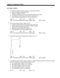 Economics Chapter 5 1 The Following Table The Average Product Labor