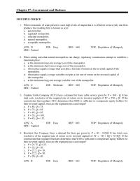 Economics Chapter 17 1 where price equals average variable cost plus a fair rate