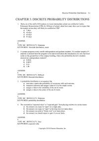 Chapter 5 Answer Type Difficulty Moderate Keywords Binomial Distribution