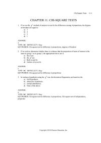 Chapter 11 Moderate Keywords Chi square Test For Difference Two
