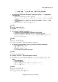 Chapter 13 In a multiple regression problem involving two independent variables