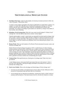 International Business Chapter 2 Homework Fixed Exchange Rate Regimes Necessitate That Central