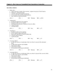 Chapter 4 entire chapter match the type of inheritance to the description