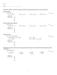 Chapter 15 1 Assume that all variables represent positive real numbers