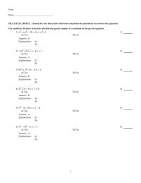 Chapter 16 1 Use synthetic division to decide whether the given number is a solution